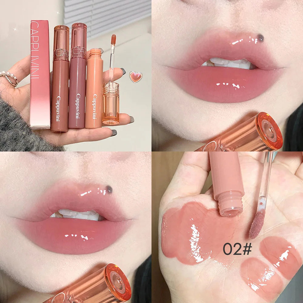 Cappuvini Jelly Mirror Lip Glaze – Water-Light, Moisturizing Lip Gloss with Long-Lasting Shine