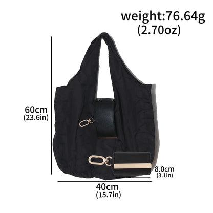 Carryall Pocket Tote — Foldable Shopping Bag with Alloy Keyring