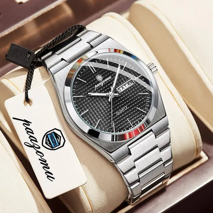 Meridian Automatic Watch for Men — Self-Winding Movement, Luminous Dial, Steel Bracelet