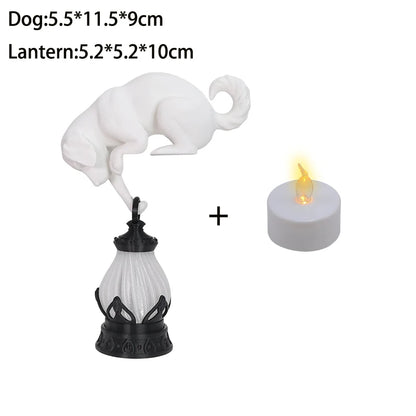 Perch Cat Shelf Ornament — 3D-Printed Lantern-Holding Cat Figurine