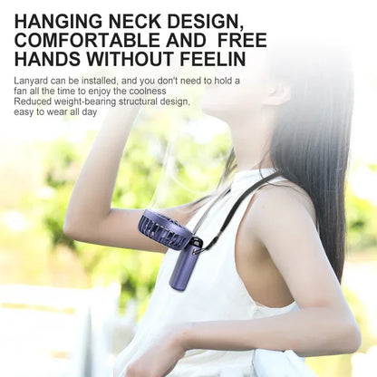 Portable Handheld Mini Fan with Foldable Neck-Hanging Design – 5-Speed USB Rechargeable, Includes Phone Stand, Display Screen, and 1800mAh Battery