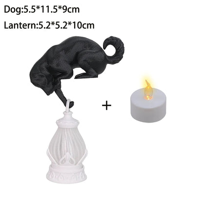 Perch Cat Shelf Ornament — 3D-Printed Lantern-Holding Cat Figurine
