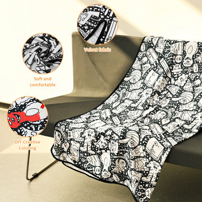 Canvas Colour-In Blanket — Fleece Throw with 24 Fabric Markers