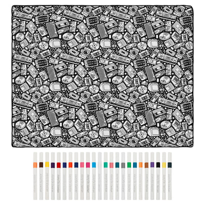 Canvas Colour-In Blanket — Fleece Throw with 24 Fabric Markers