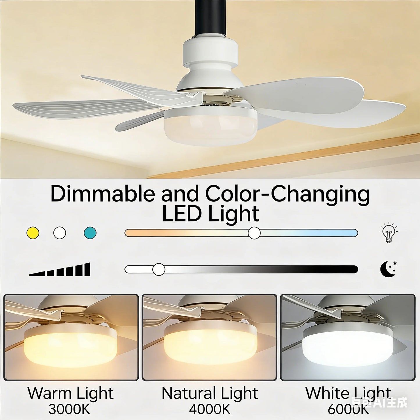 LED 30W Ceiling Fan Light (E27) with Remote Dimmer – Dimmable, 85-265V, Ideal for Living Room, Study & Home Use