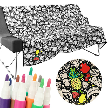 Canvas Colour-In Blanket — Fleece Throw with 24 Fabric Markers