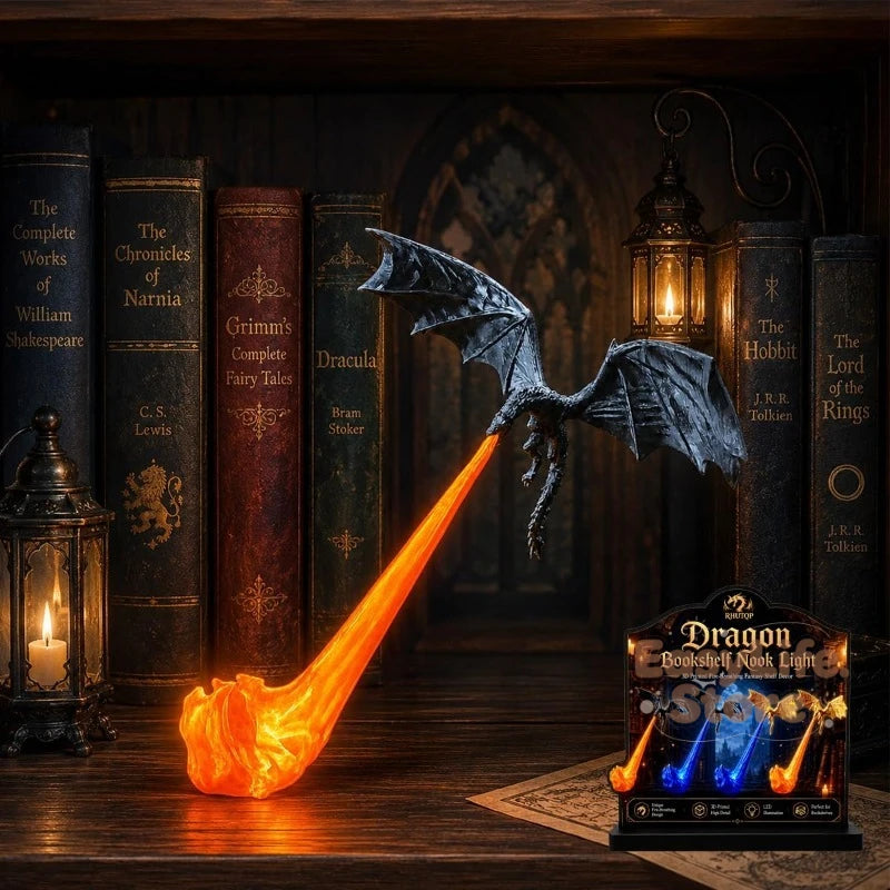 Wyrm Shelf Dragon — 3D-Printed Fire-Breathing Bookshelf Ornament