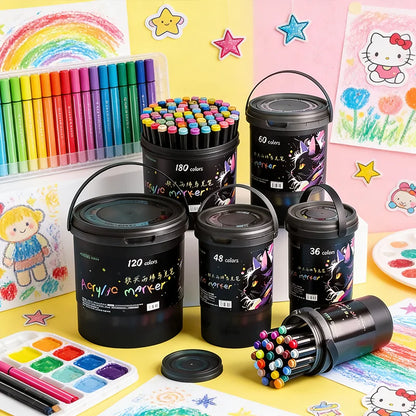 Studio Acrylic Marker Set — Dual-Nib Soft Tip Paint Pens