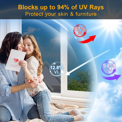 SolarVeil™ Heat Reflective Window Film - Reduces Solar Glare & Warmth, Easy Peel Application
