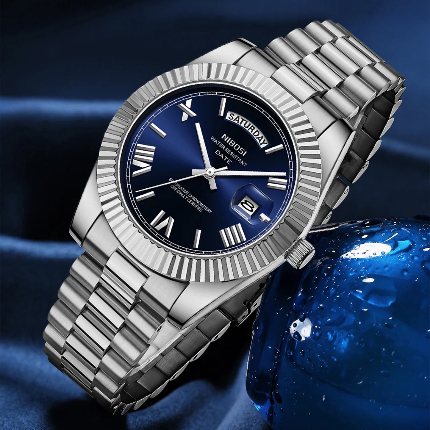 Regent Quartz Watch for Men — Roman Dial, Date Window, 30m Water Resistant