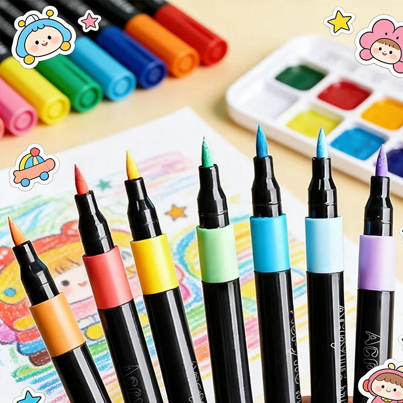 Studio Acrylic Marker Set — Dual-Nib Soft Tip Paint Pens