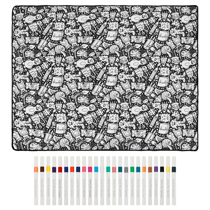 Canvas Colour-In Blanket — Fleece Throw with 24 Fabric Markers