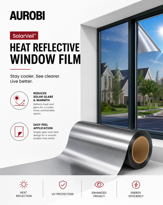 SolarVeil™ Heat Reflective Window Film - Reduces Solar Glare & Warmth, Easy Peel Application
