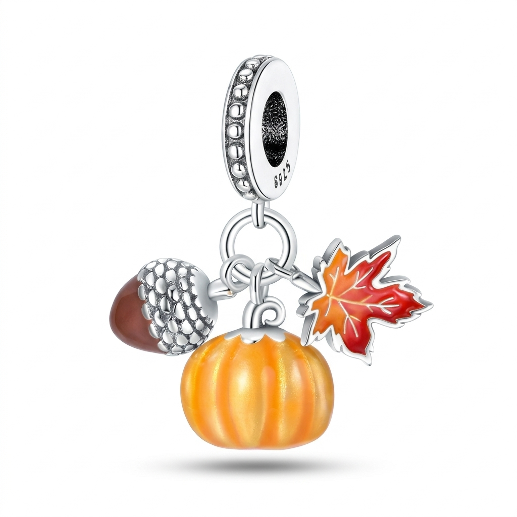 Pumpkin & Acorn Cluster Charm