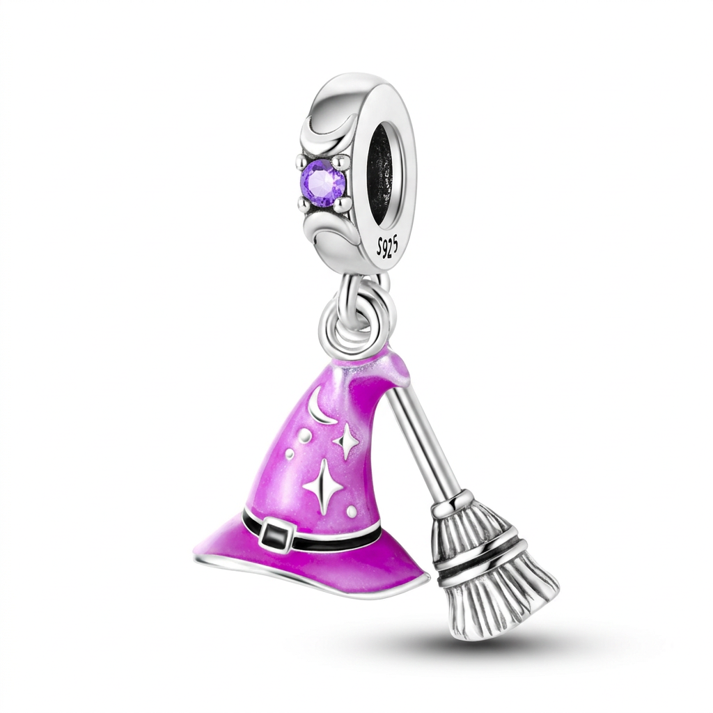 Witch Hat & Broom Dangle Charm