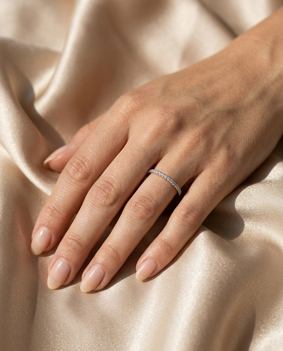 Sparkle Eternity Ring worn on the hand