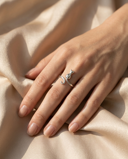 Little Cat Ring worn on the hand