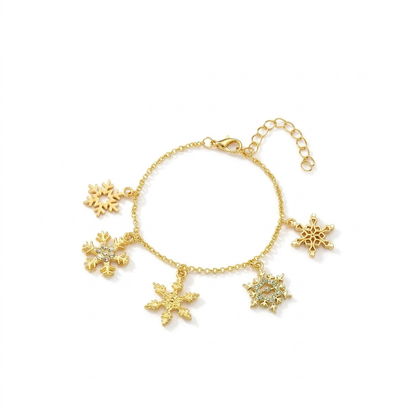 Christmas Charm Bracelet, Gold Snowflakes