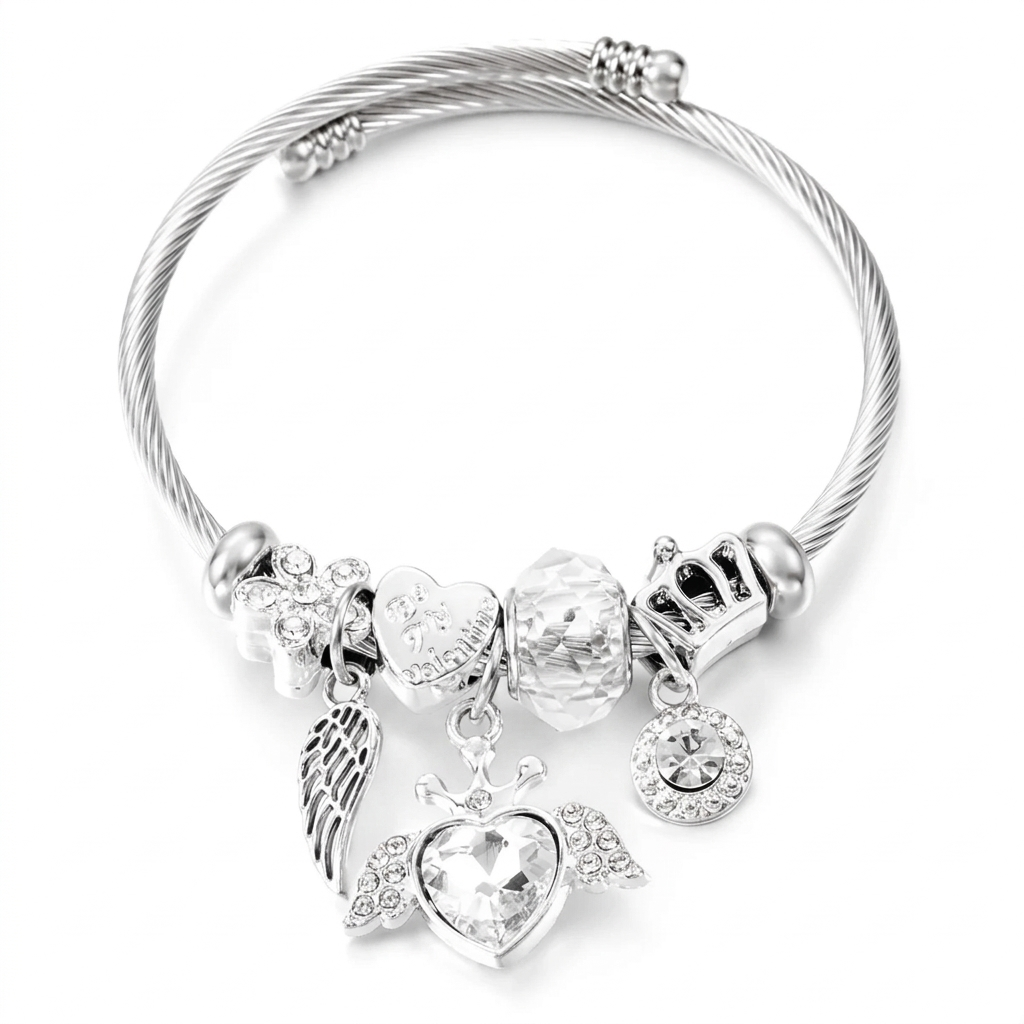 Pre-Styled Charm Bracelet, Winged Heart