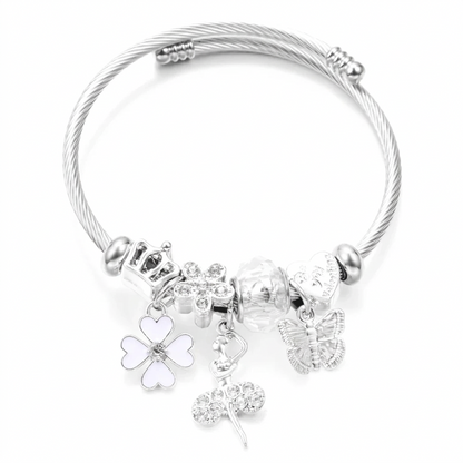 Pre-Styled Charm Bracelet, White Clover