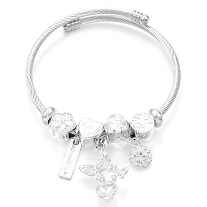 Pre-Styled Charm Bracelet, Crystal Butterfly