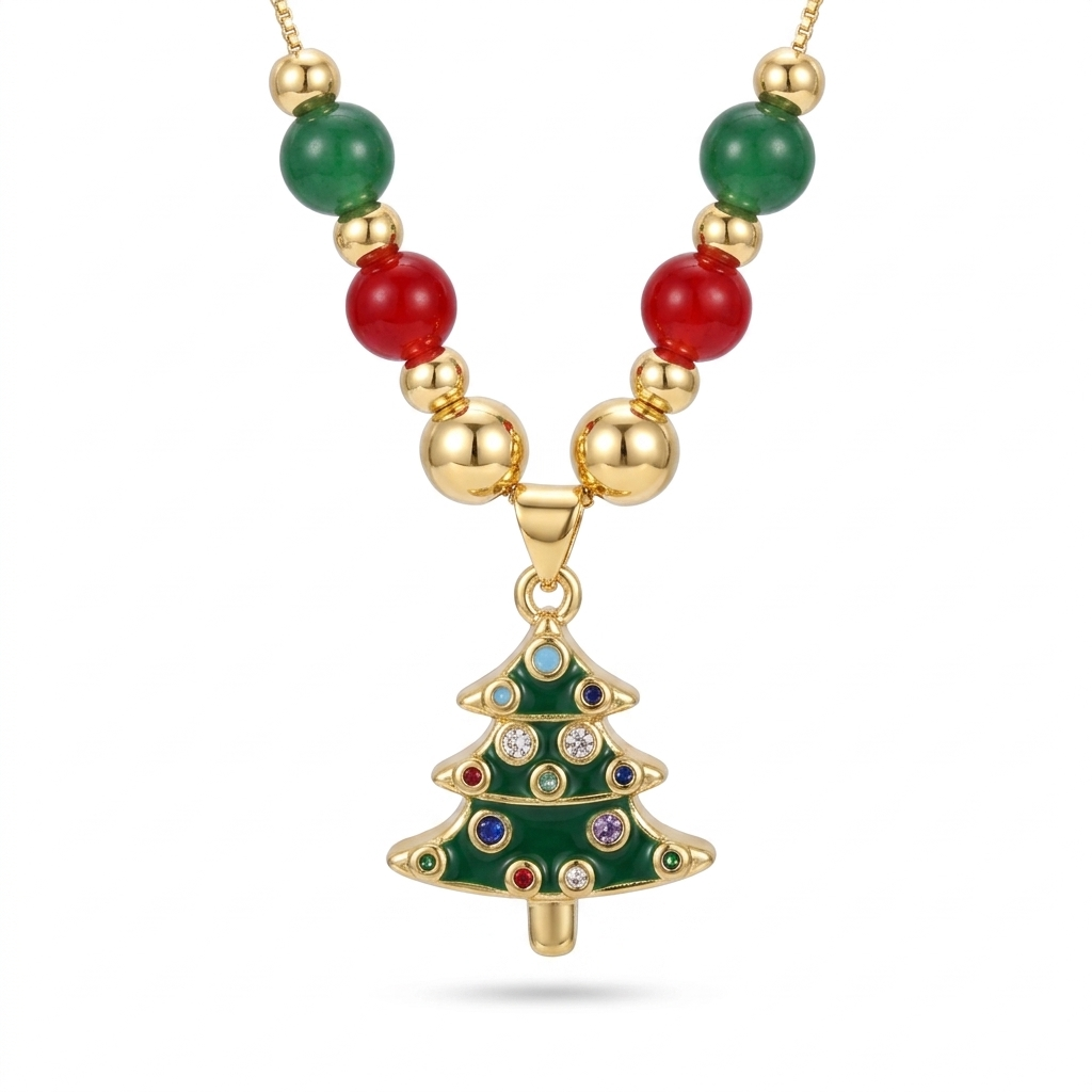 Green Christmas Tree Necklace