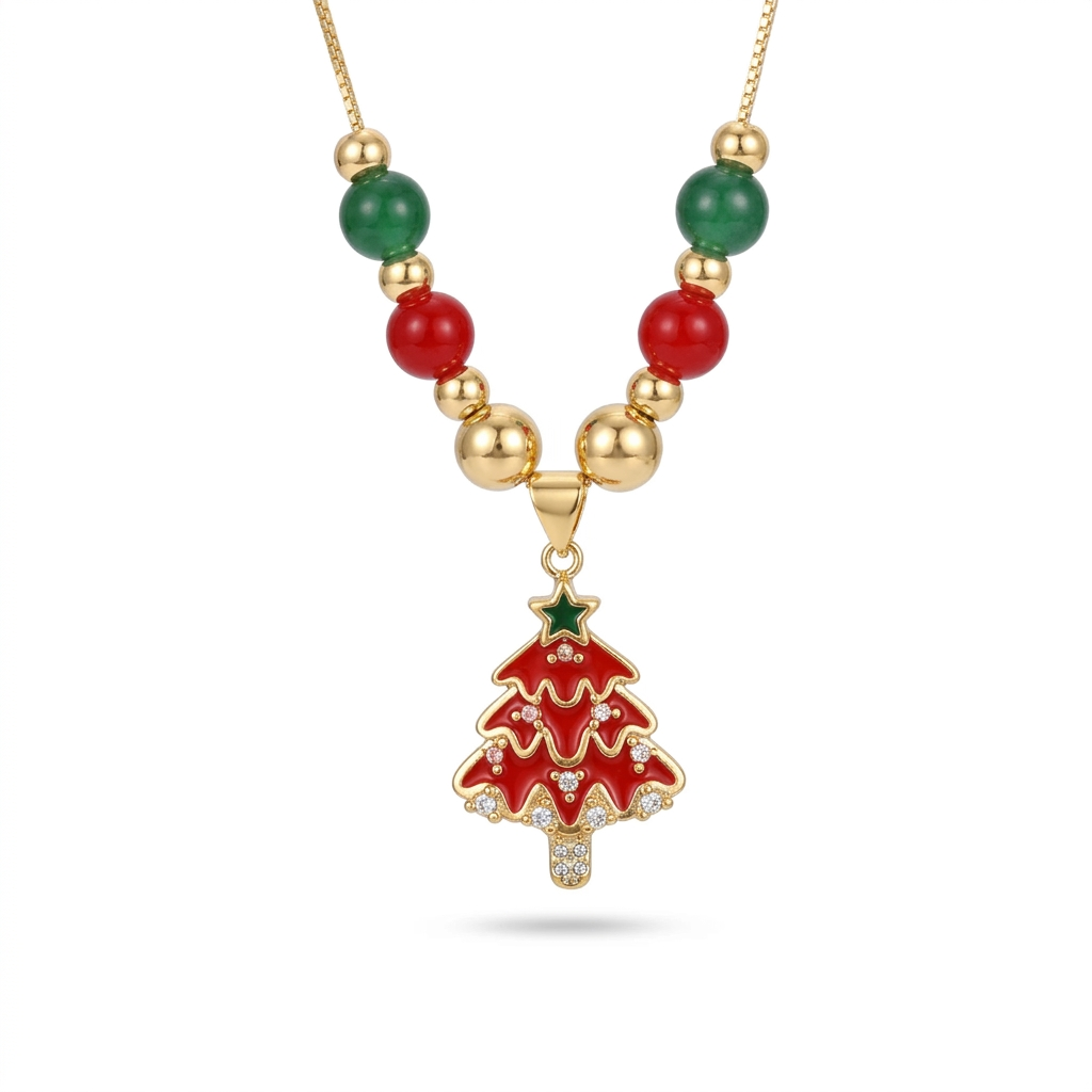 Red Christmas Tree Necklace