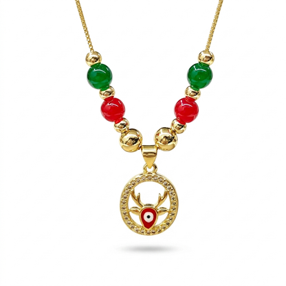 Reindeer Wreath Christmas Necklace
