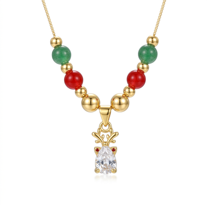 Little Crystal Reindeer Christmas Necklace