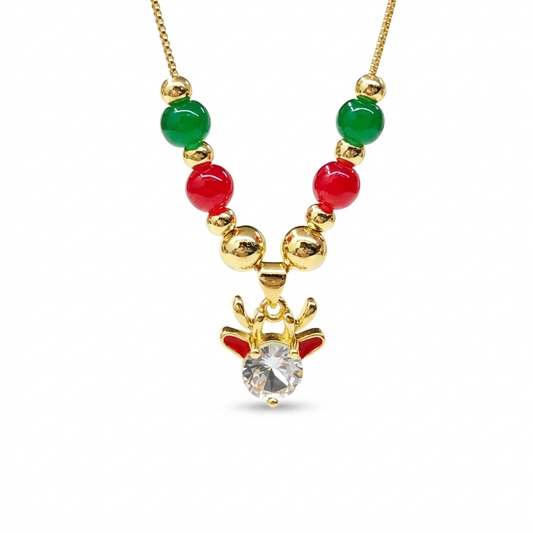 Crystal Reindeer Christmas Necklace
