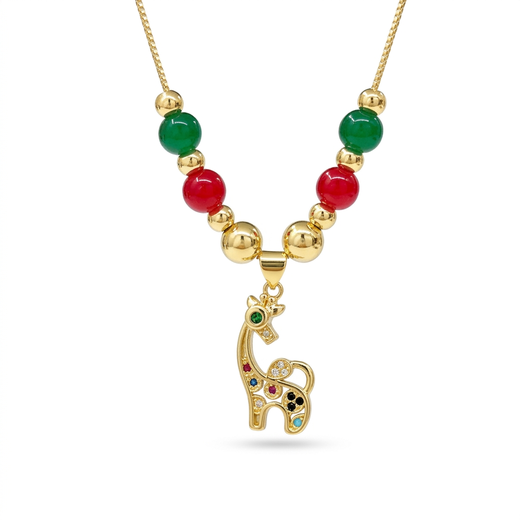 Golden Fawn Christmas Necklace
