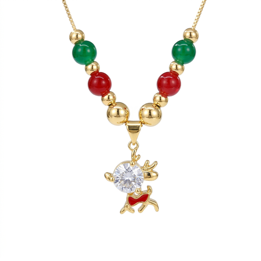Dancing Reindeer Christmas Necklace