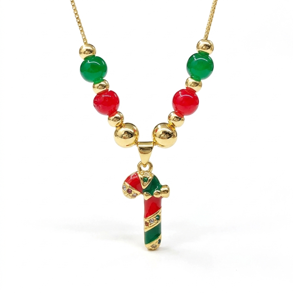 Candy Cane Christmas Necklace