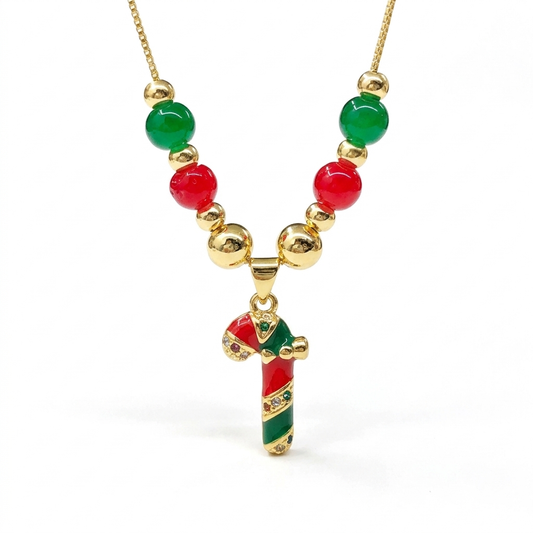 Candy Cane Christmas Necklace