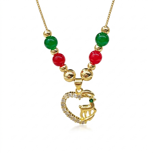 Reindeer Heart Christmas Necklace