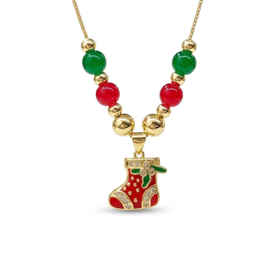 Red Stocking Christmas Necklace