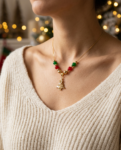 Sparkle Christmas Tree Necklace worn