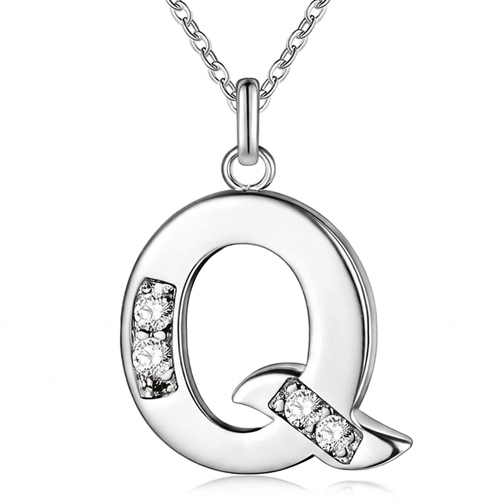 Initial Necklace, letter Q