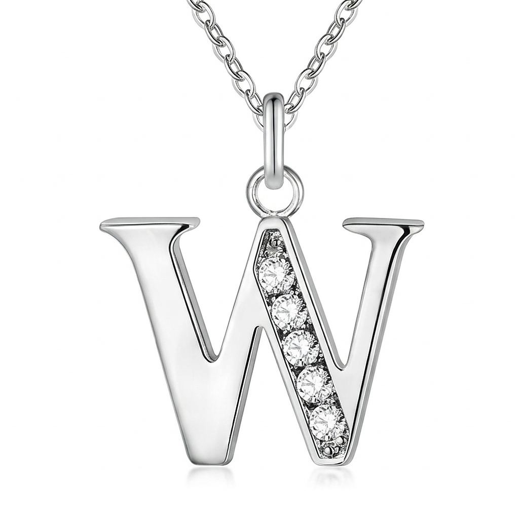 Initial Necklace, letter W